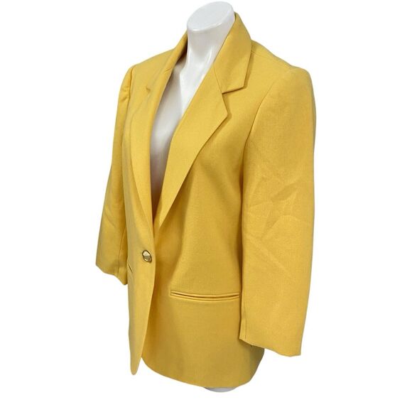 Savannah Blazer Womens 8P Jacket Yellow Wool VTG Career Professional Work Office - Picture 8 of 14